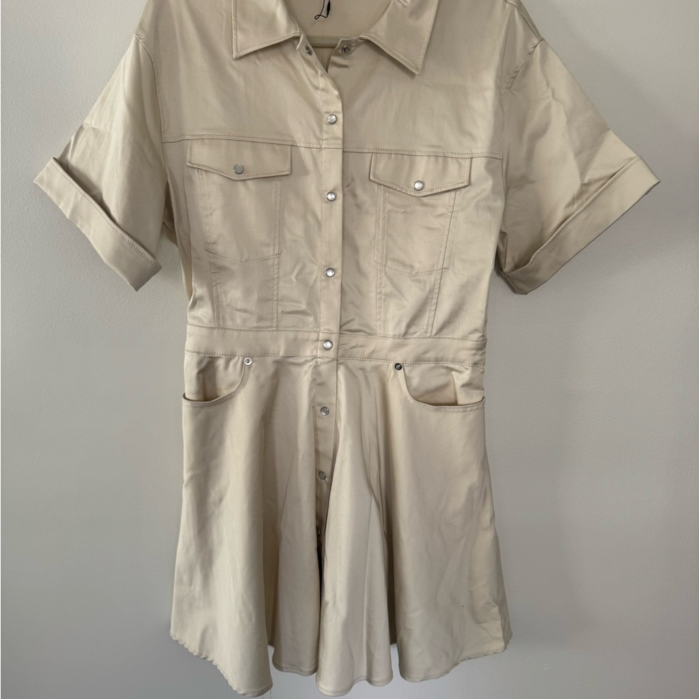 Zara Khaki Short Sleeve Dress - Picture 9 of 10